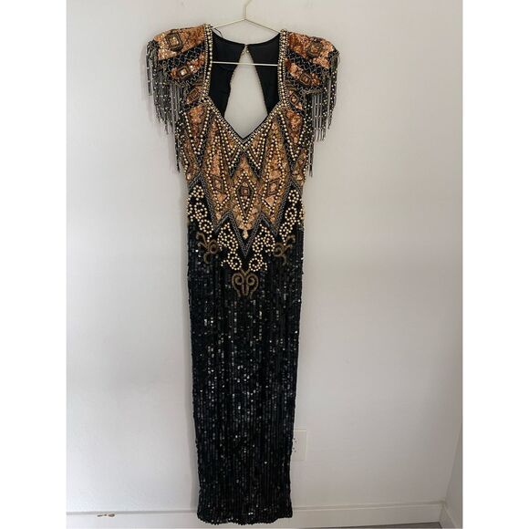 ALYCE DESIGNS Dresses & Skirts - ALYCE DESIGNS 80s Silk Beaded Vintage Dress Size 4